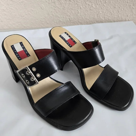 Tommy Hilfiger Angie Black Heels Size 6M Pre-Owned #2A2656 - Picture 1 of 7